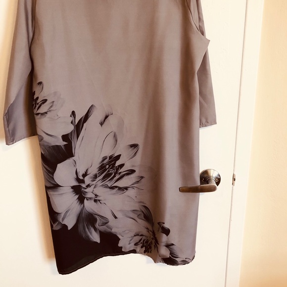 Grey/black floral shift dress sz 12 - Picture 3 of 3